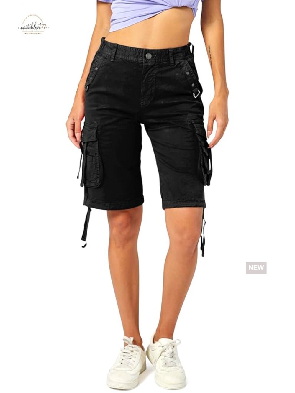 Women's Cargo Shorts with Multi Pockets Casual Bermuda Hiking Shorts